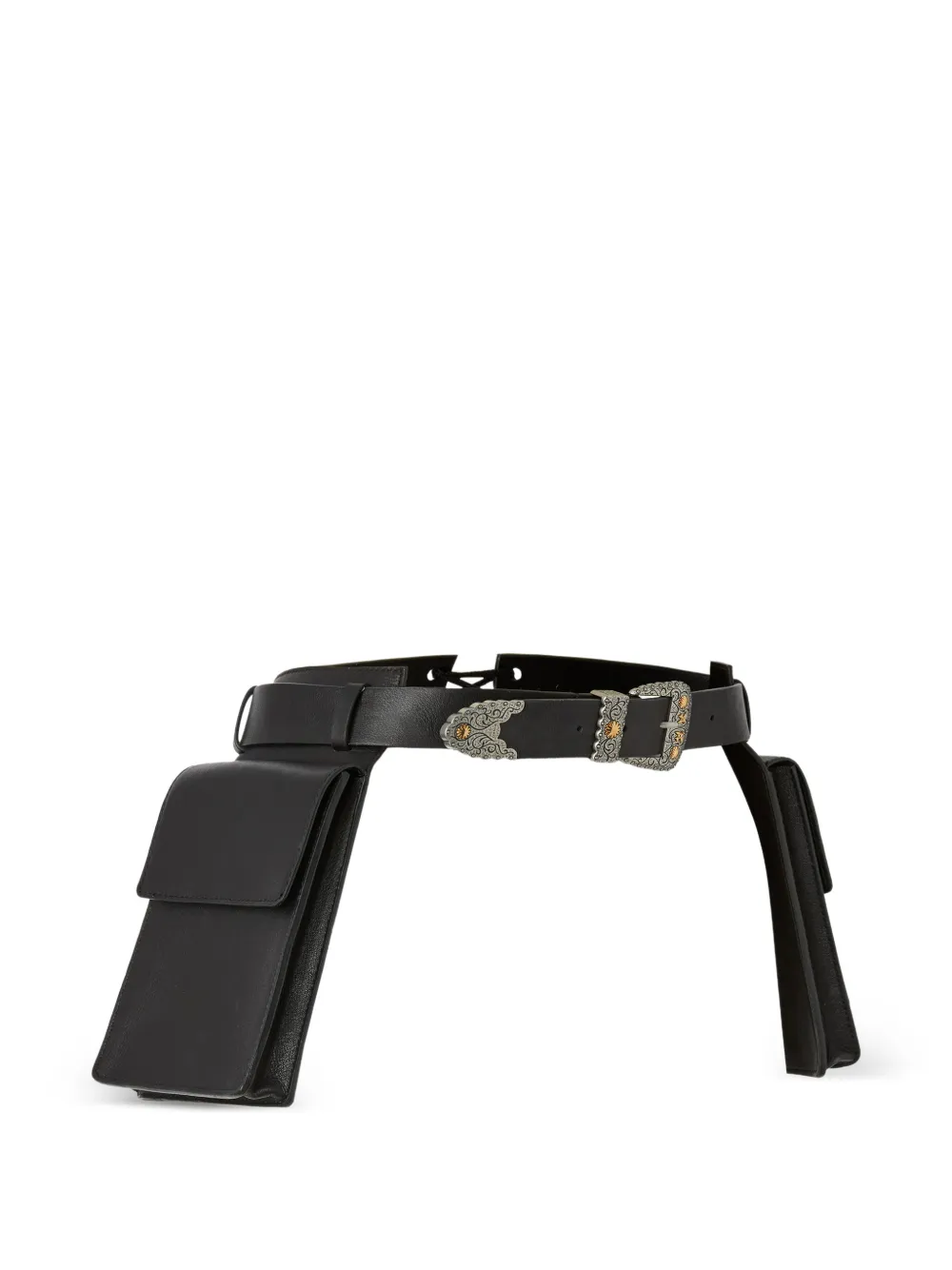 PINKO Texan leren riem met opbergvakken 3 cm Zwart