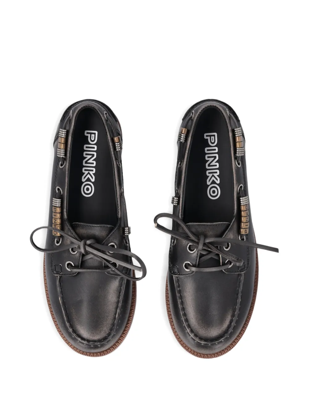 PINKO Leren loafers Zwart