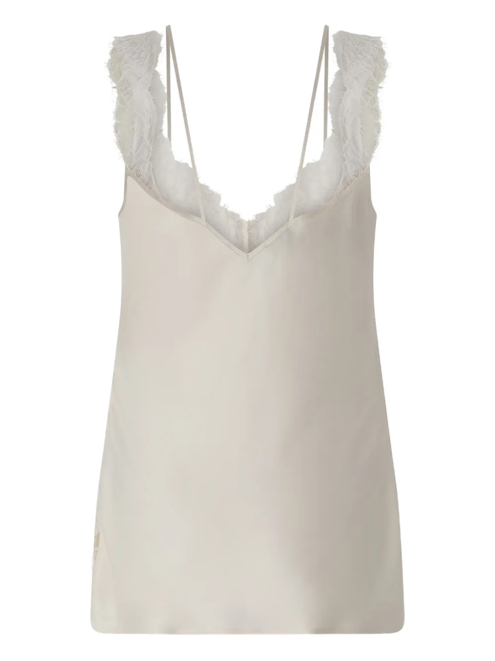  Pinko Lace-detail V-neck Blouse - Neutrals 
