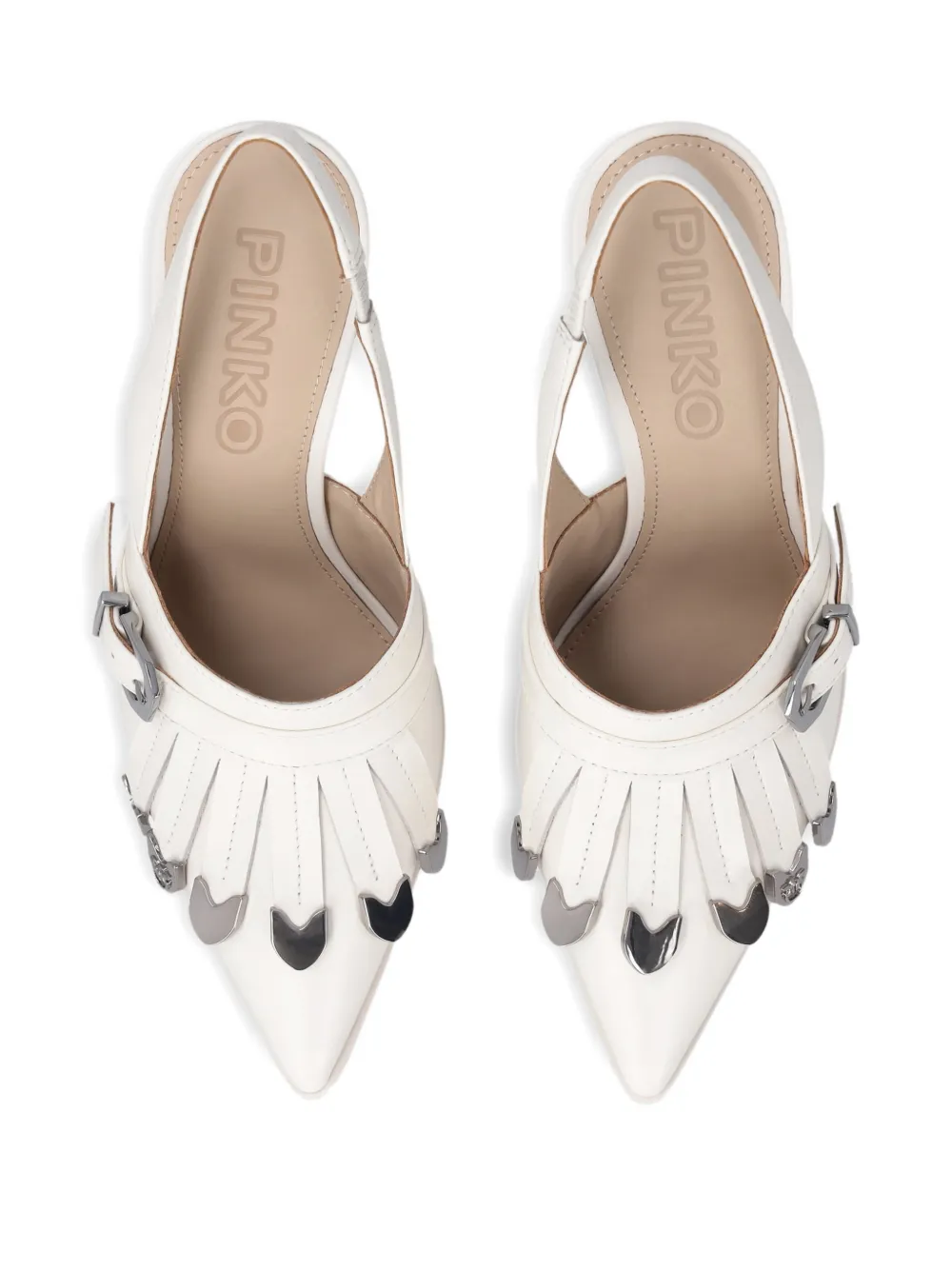 PINKO Slingback pumps met franje Wit