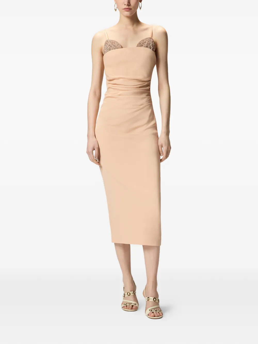 PINKO Midi-jurk met borduurwerk Beige