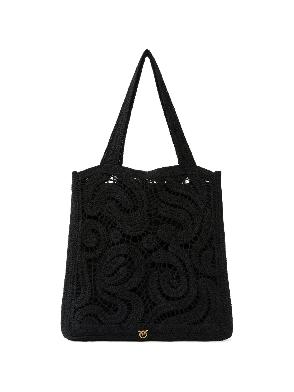 Pinko Medium Crocheted Tote Bag In Black