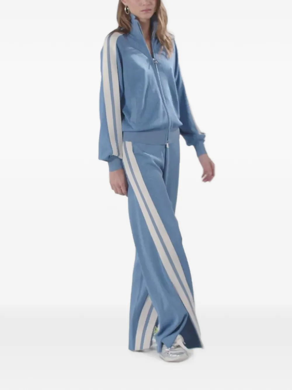 PINKO Sweater met gestreepte mouwen en rits Blauw