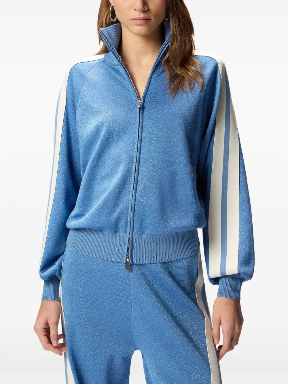 PINKO Sweater met gestreepte mouwen en rits Blauw