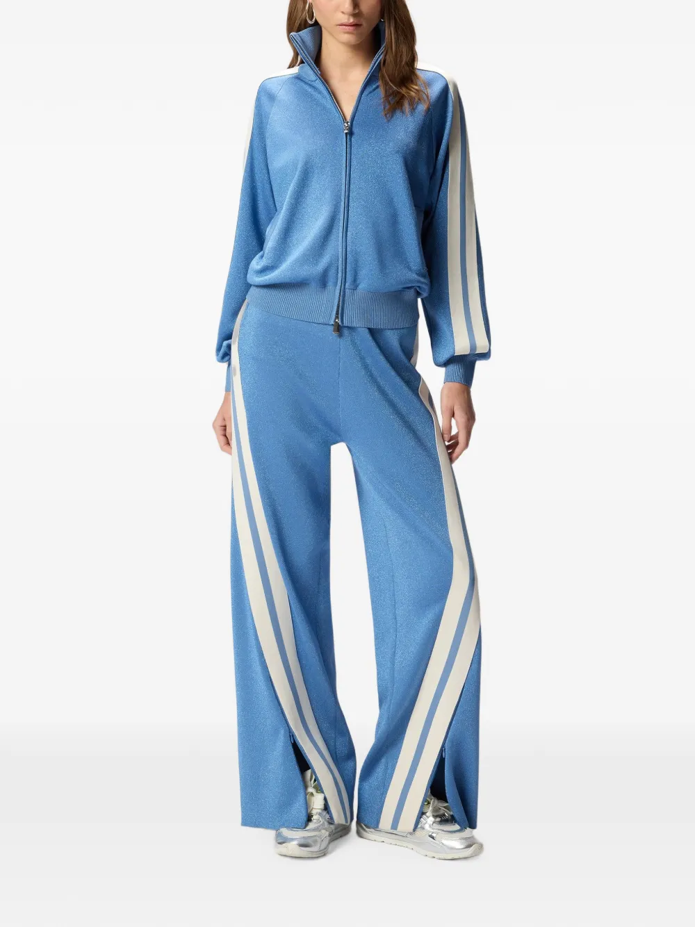 PINKO Sweater met gestreepte mouwen en rits Blauw