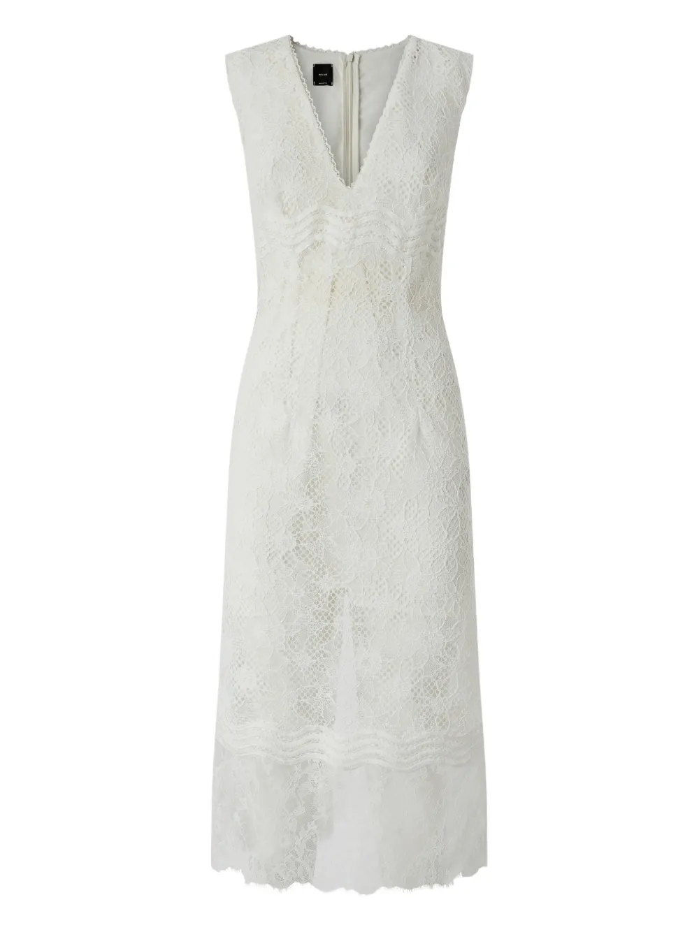 PINKO lace-overlay V-neck dress - Bianco