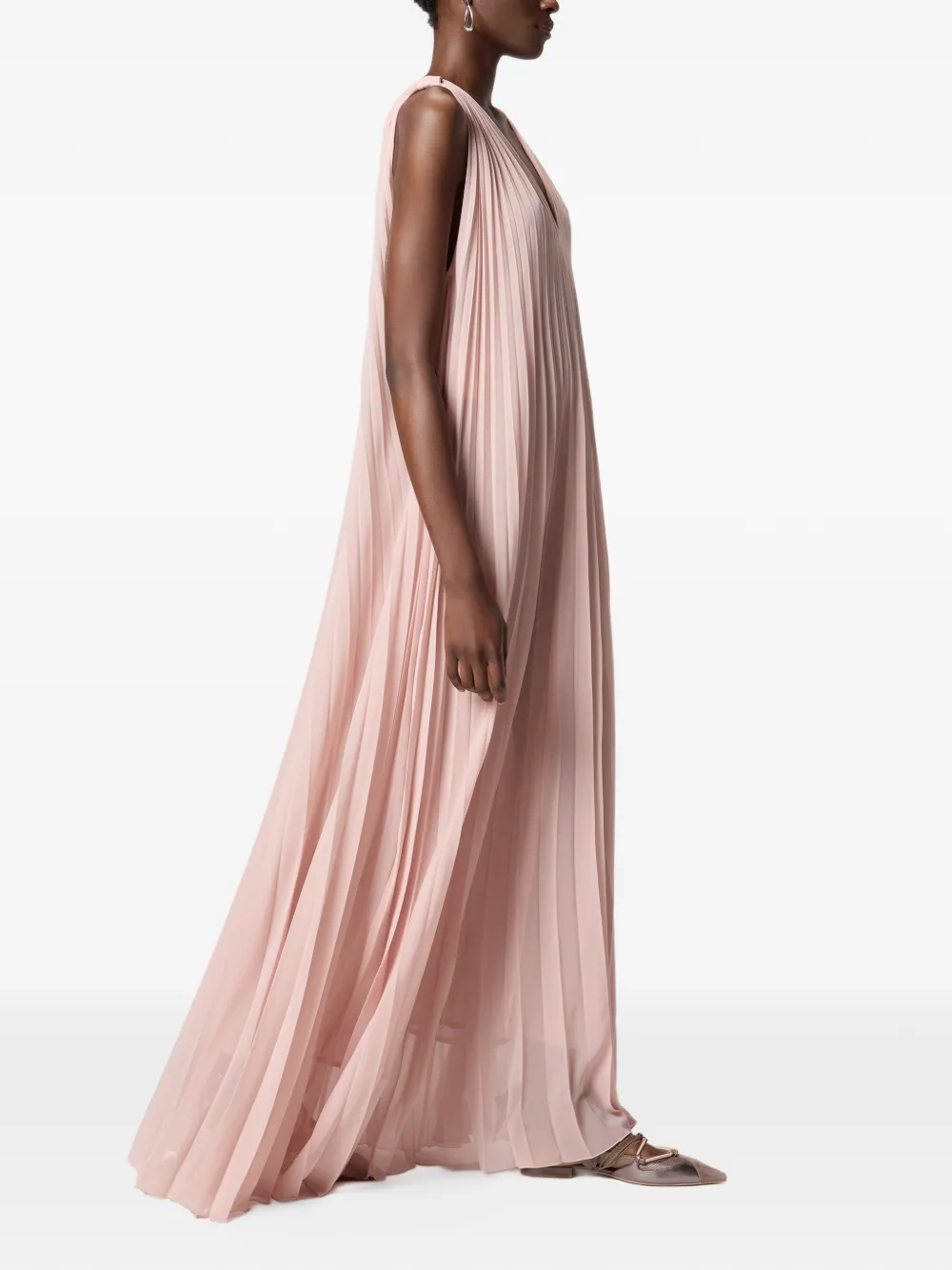 pinko pleated maxi dress PINKO Pleated Halterneck Maxi Dress | Pink