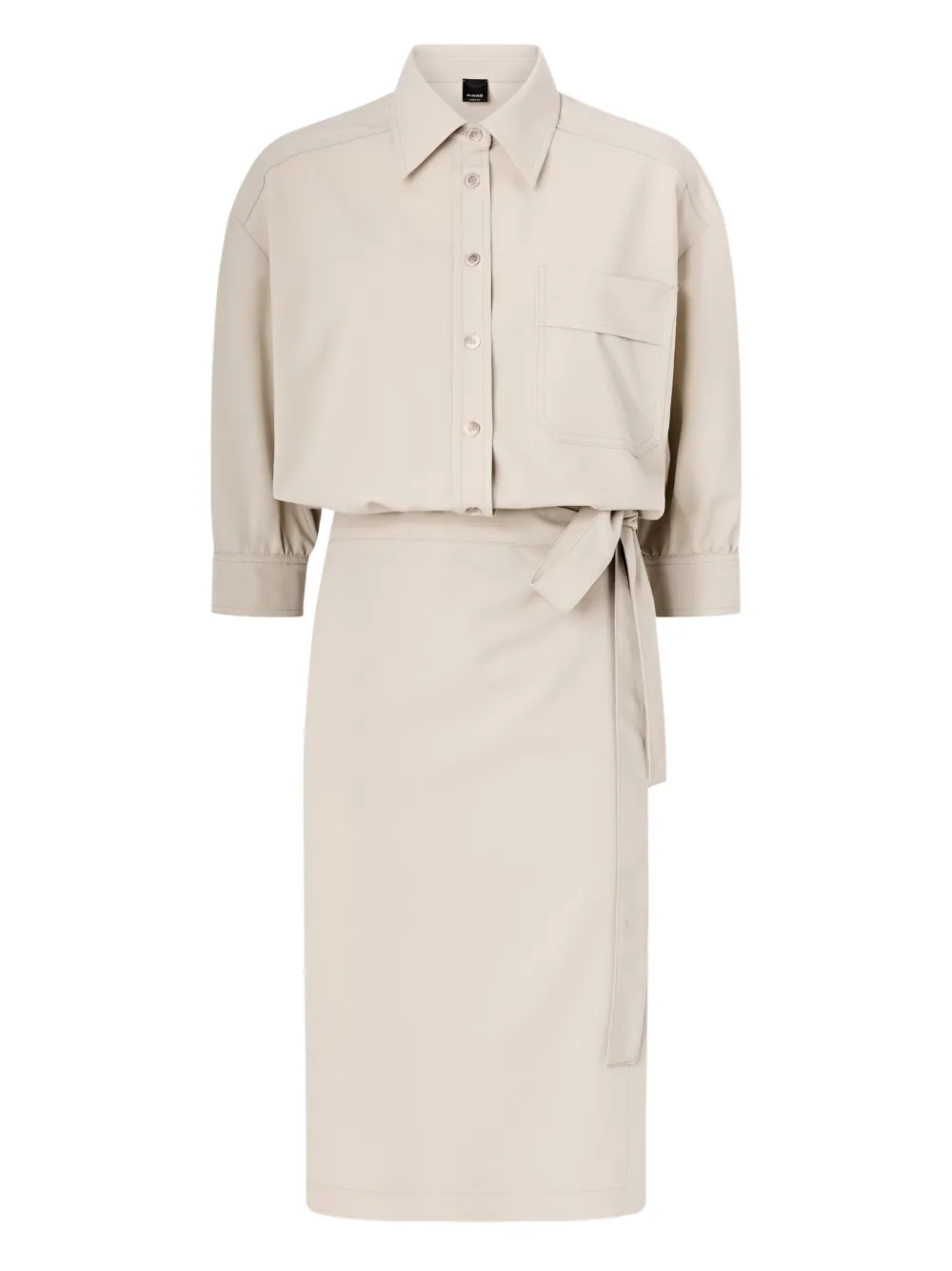 PINKO tie-waist shirt dress - Toni neutri