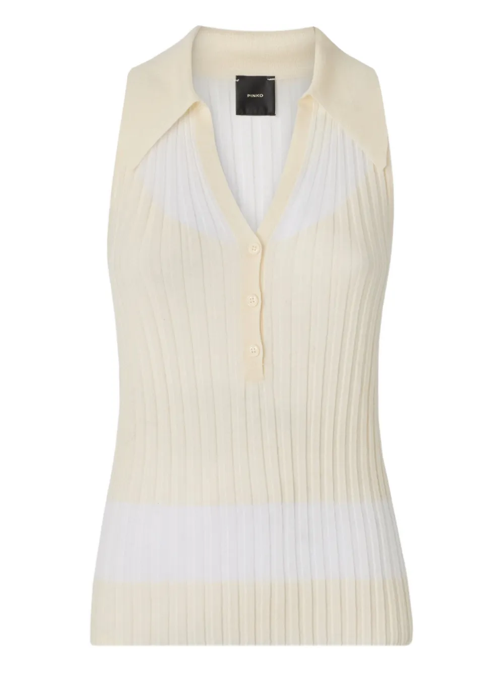 PINKO ribbed polo top - Toni neutri