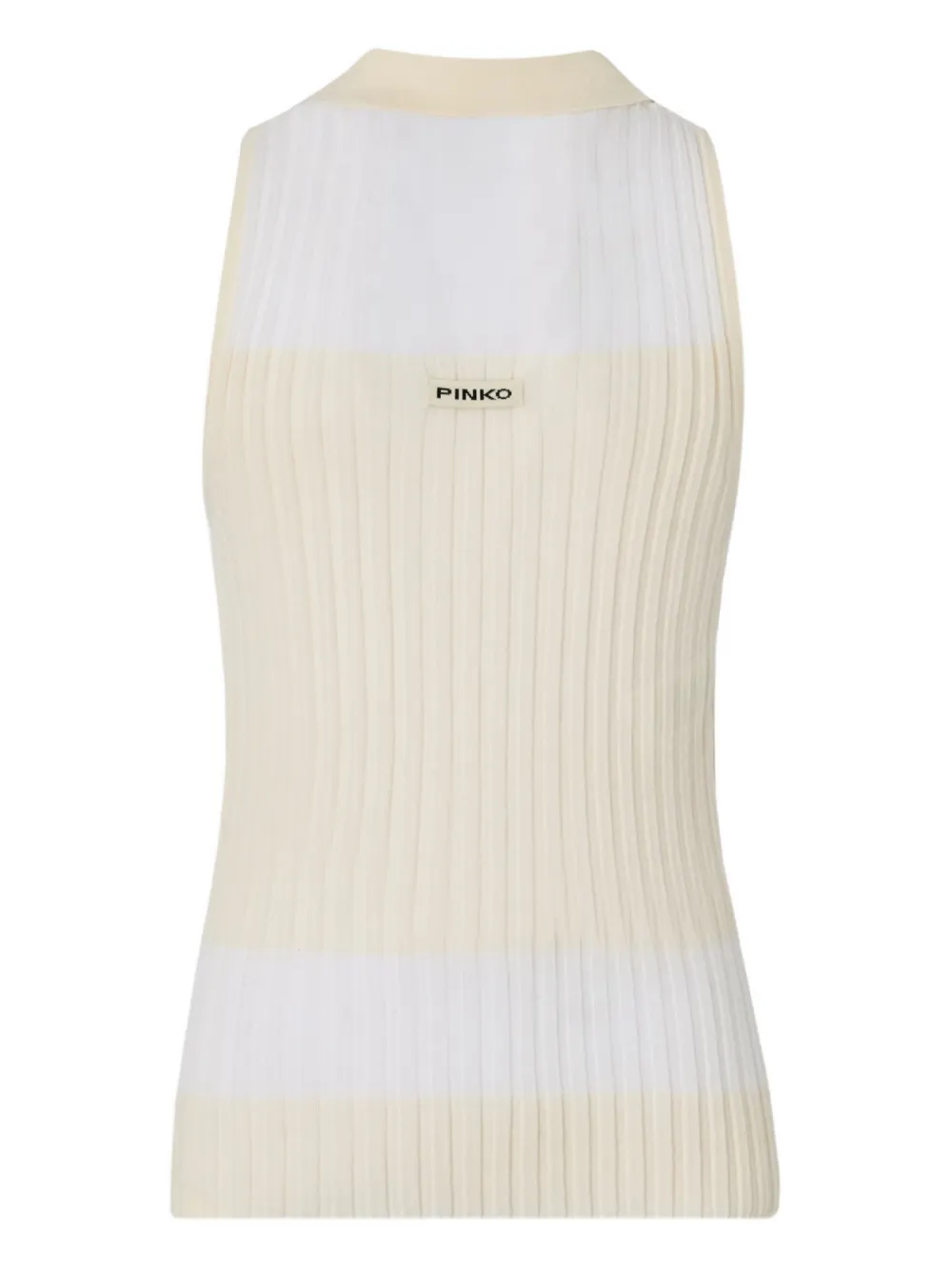 PINKO ribbed polo top - Beige