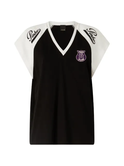PINKO V-neck embroidered T-shirt