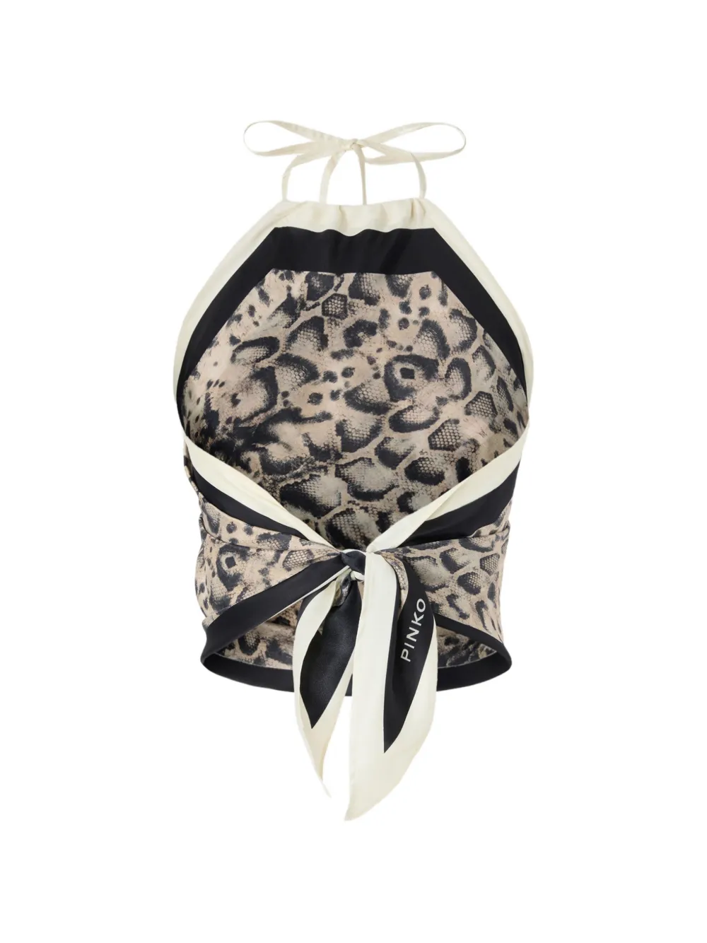 Tie-Detail Animal-Print Blouse