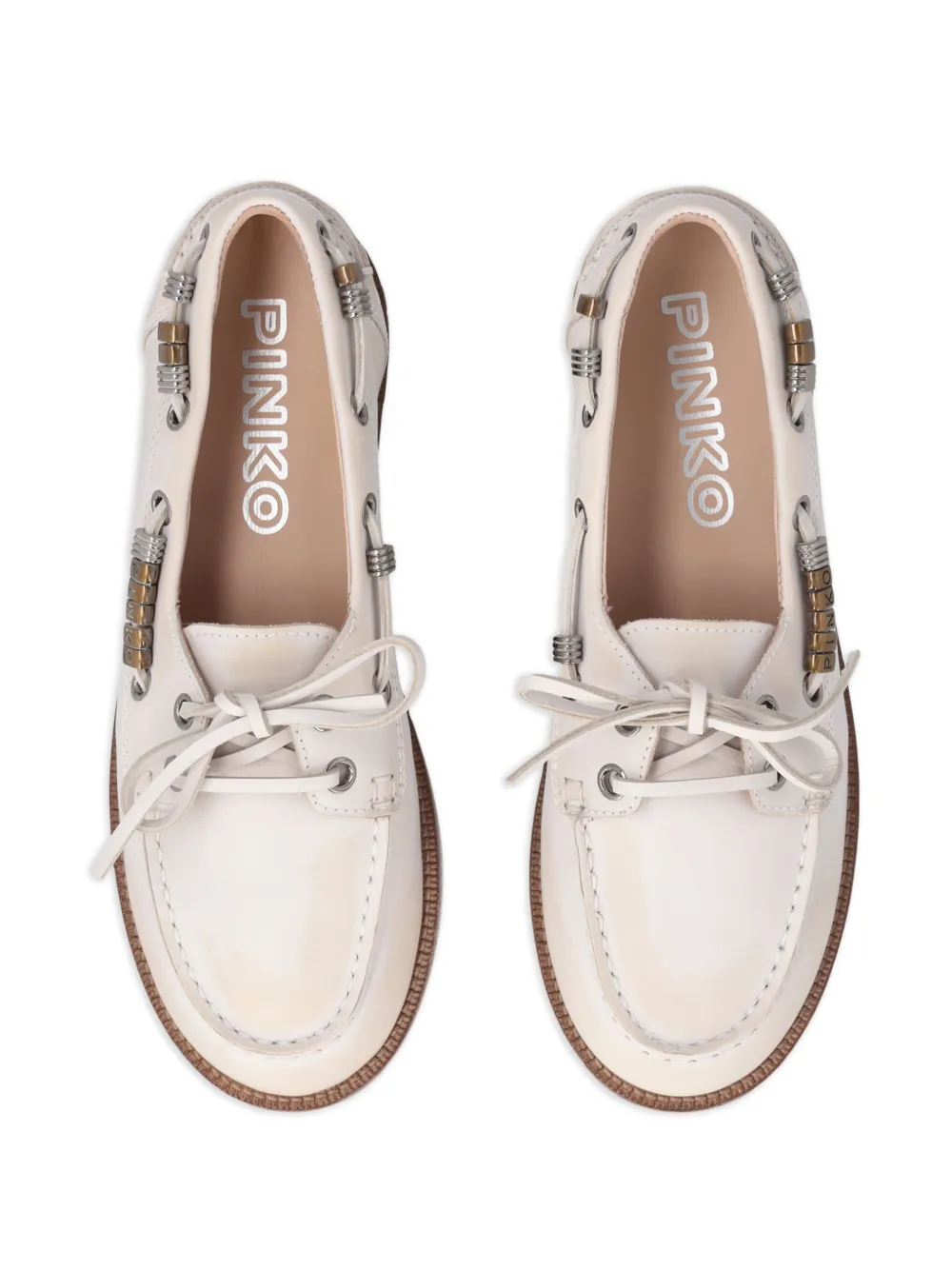 PINKO Loafers verfraaid met kralen Beige