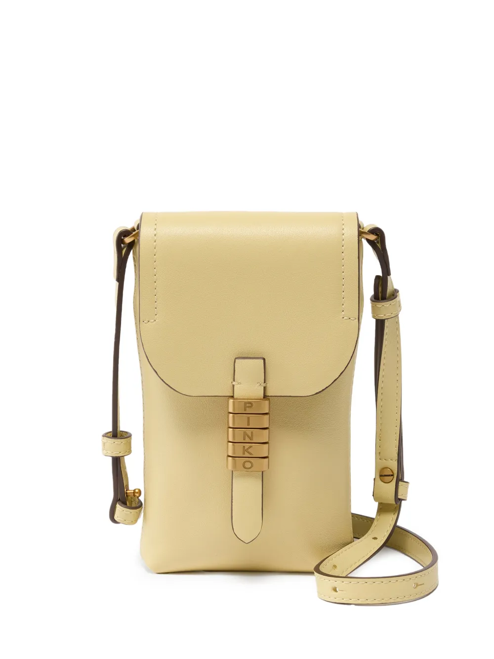 PINKO antique-gold logo leather crossbody bag - Giallo