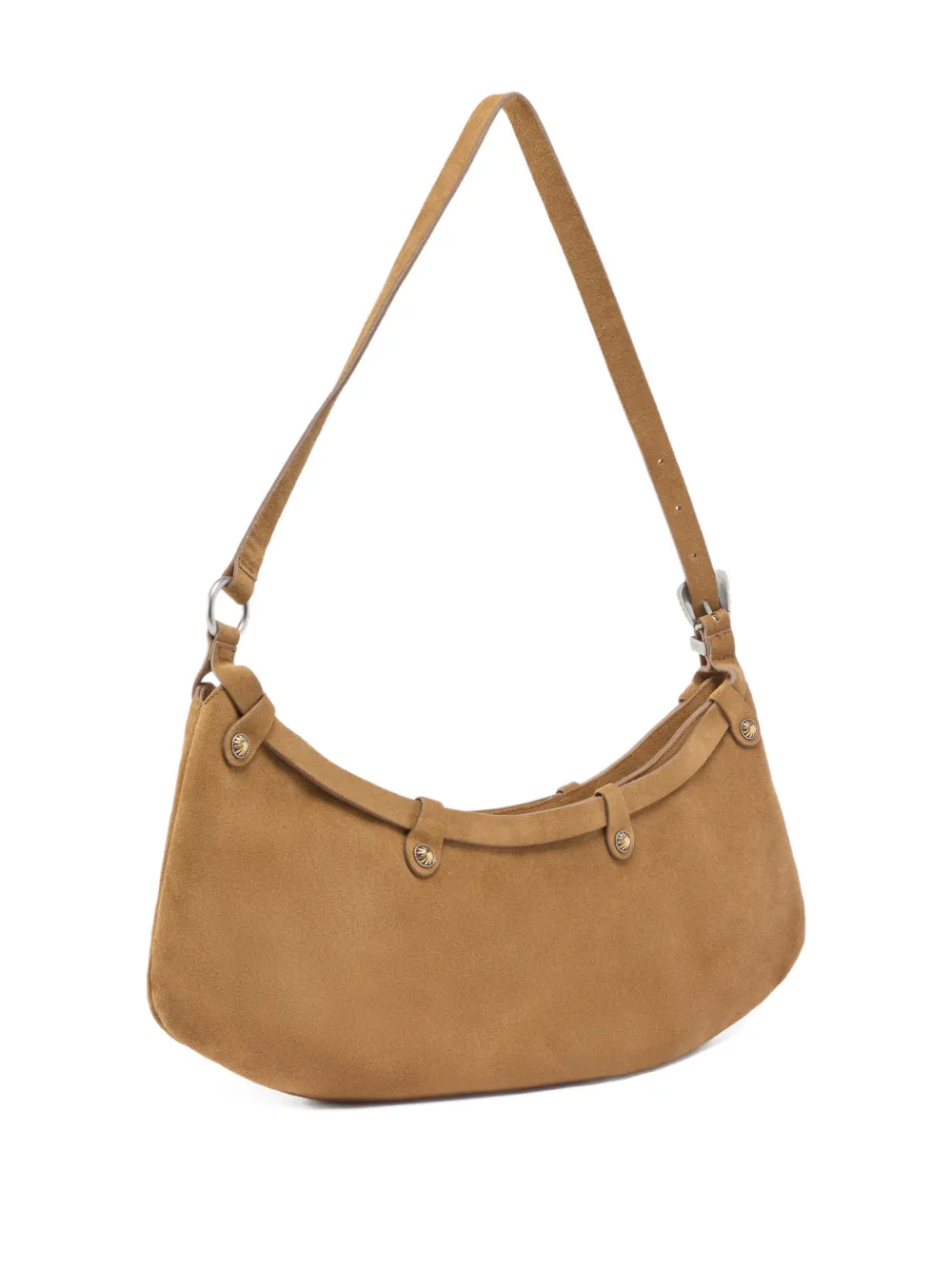 PINKO Pocket Body Bag grote suède schoudertas met zakken Bruin