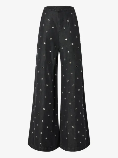 PINKO Wide-Leg-Jeans aus dunklem Denim mit Ösen