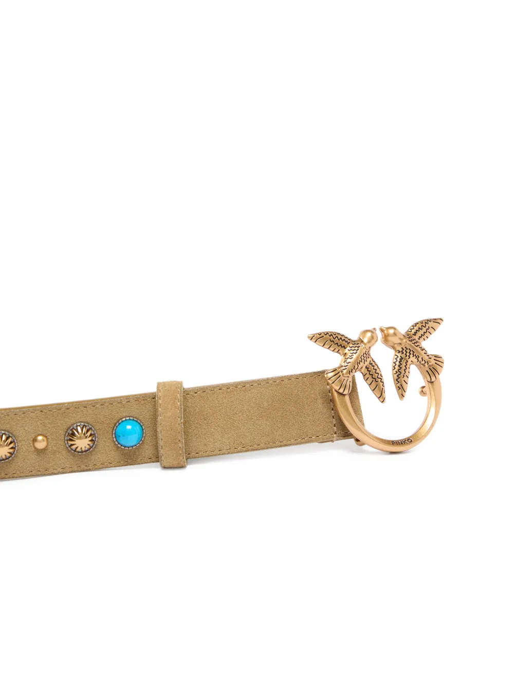 PINKO Suède riem met studs 3 cm Beige