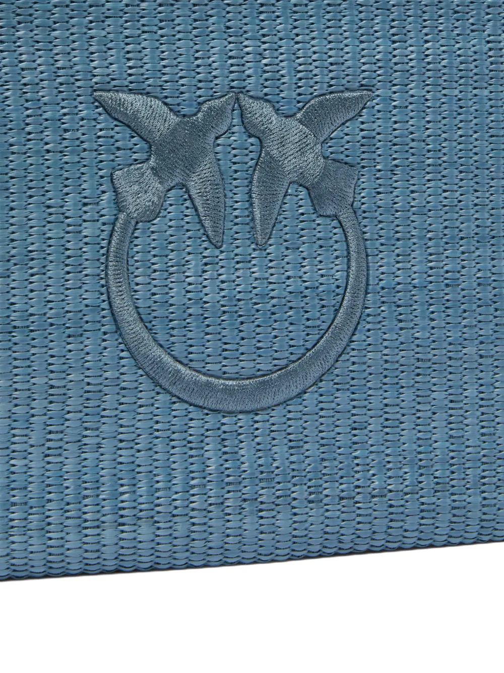 PINKO Raffia clutch met Love Birds logo Blauw
