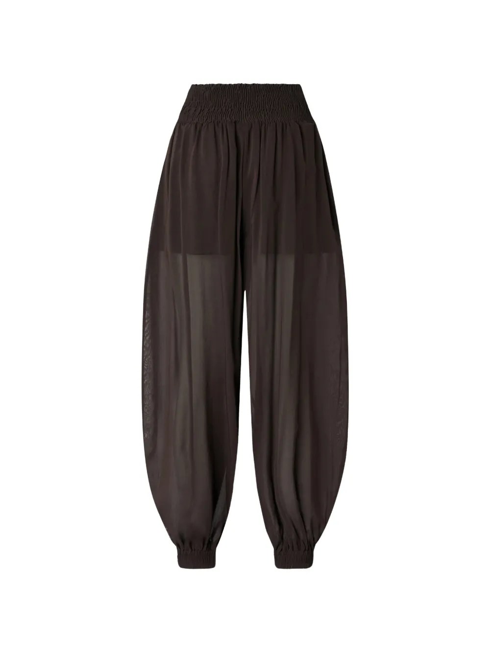 PINKO smocked semi-sheer flowing trousers - Braun