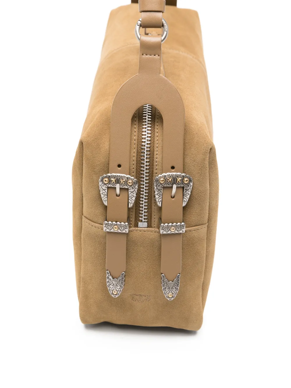 PINKO Keeper grote suède schoudertas Beige