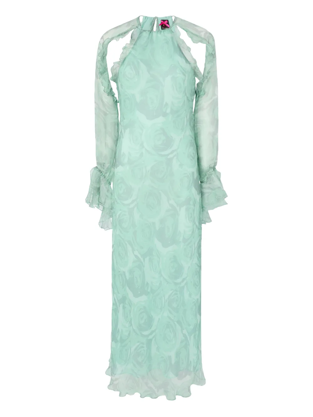 PINKO Abito in seta a fiori con ruches - Verde