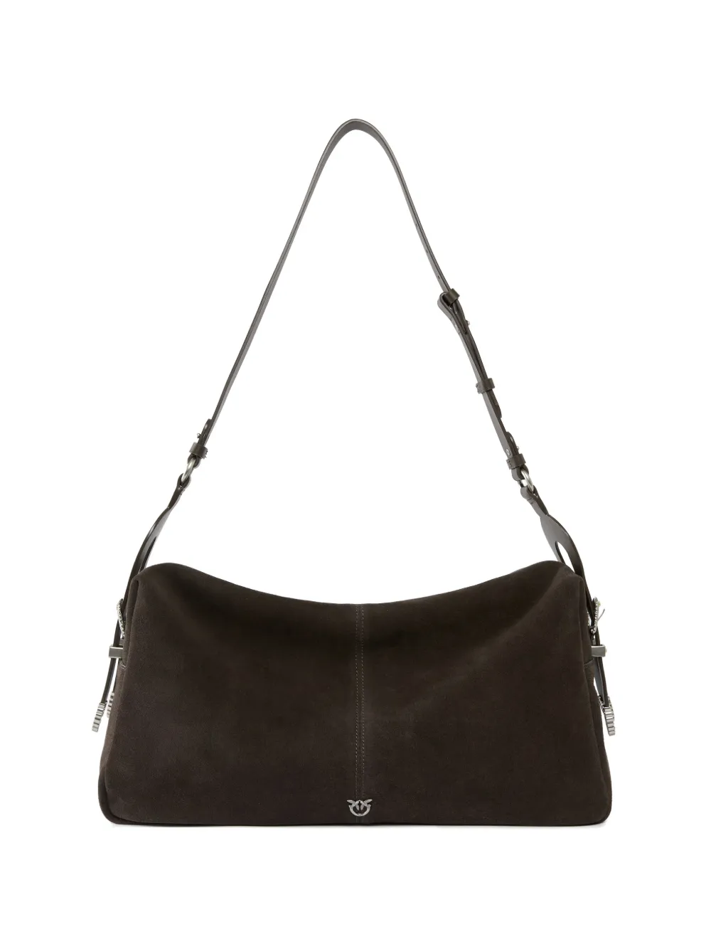 PINKO large Keeper buckle-detail suede shoulder bag - Braun