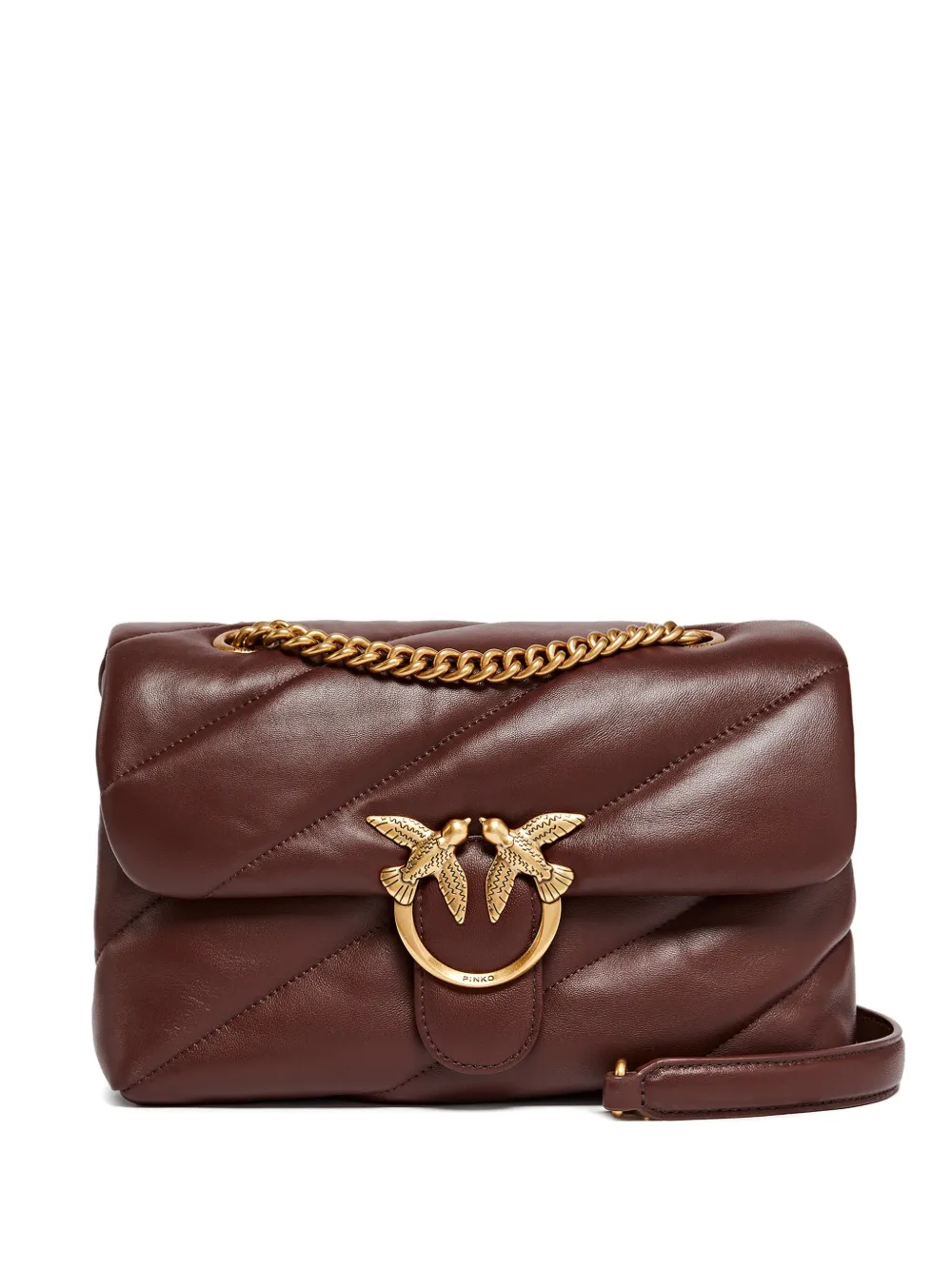 Pinko Medium Love Quilted Bird Cross Body Bag In Brown