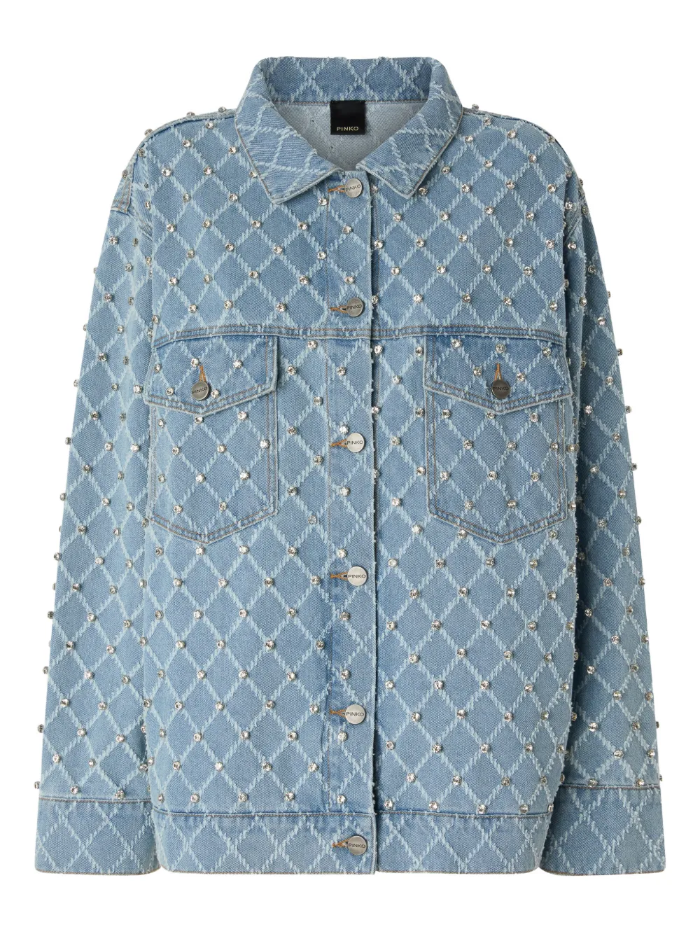 PINKO studded diamond-patterned jacket - Blu