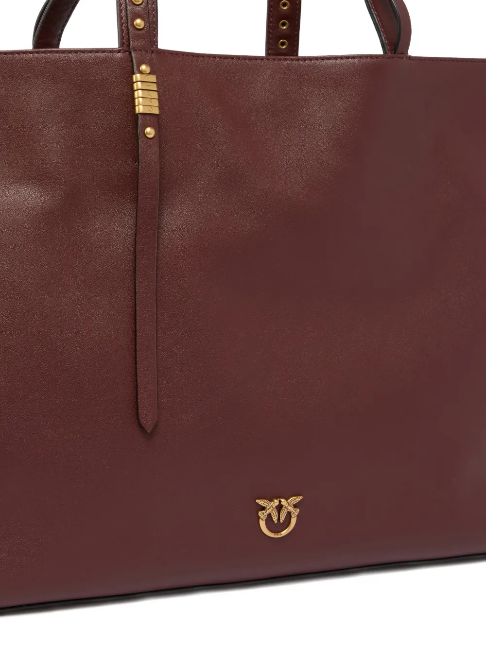  Pinko Studded Leather Tote Bag - Red 