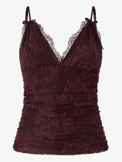 PINKO lace-overlay ruched tank top