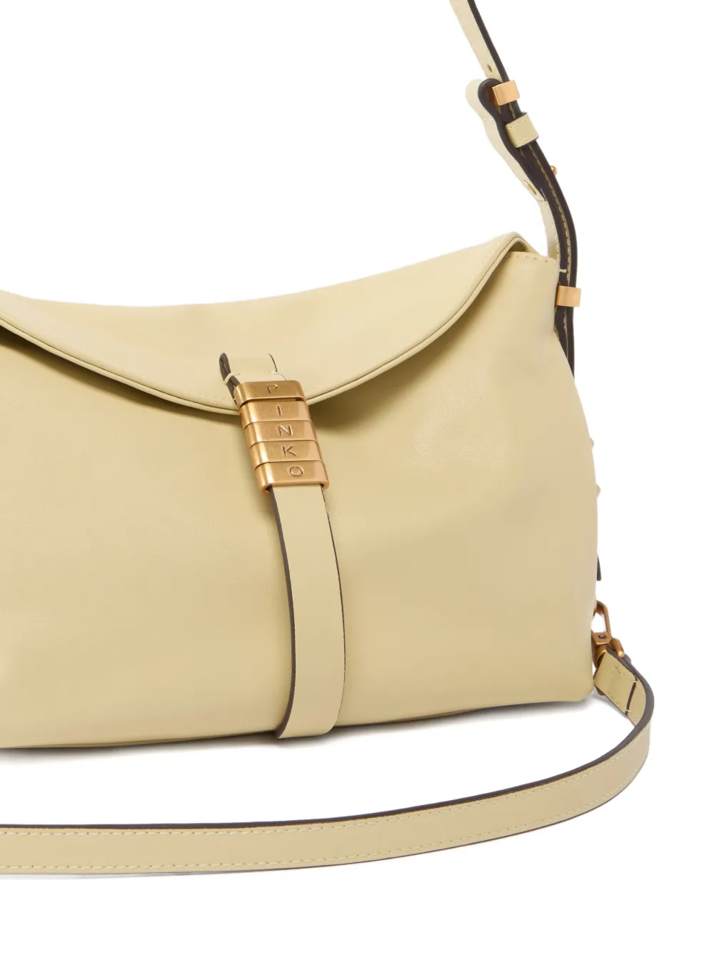 PINKO Kleine Saddle leren schoudertas Beige
