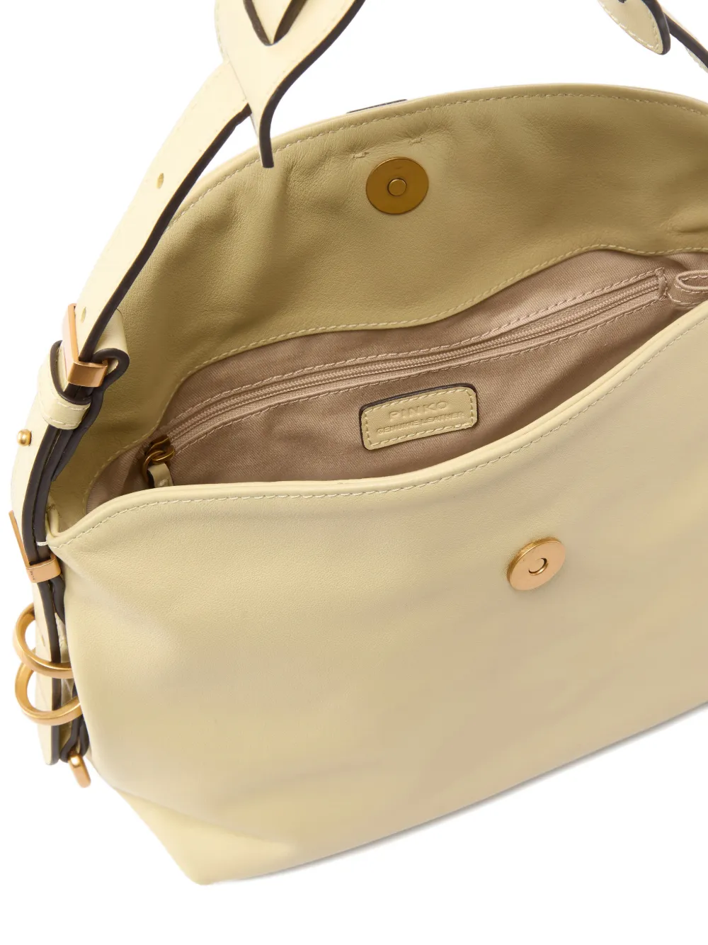 PINKO Kleine Saddle leren schoudertas Beige