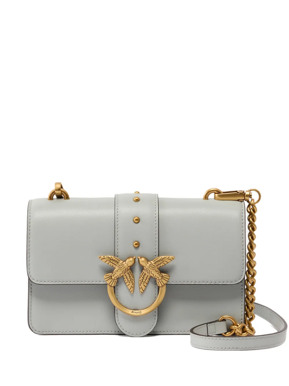 PINKO Borsa a spalla Love One piccola con borchie - Grigio