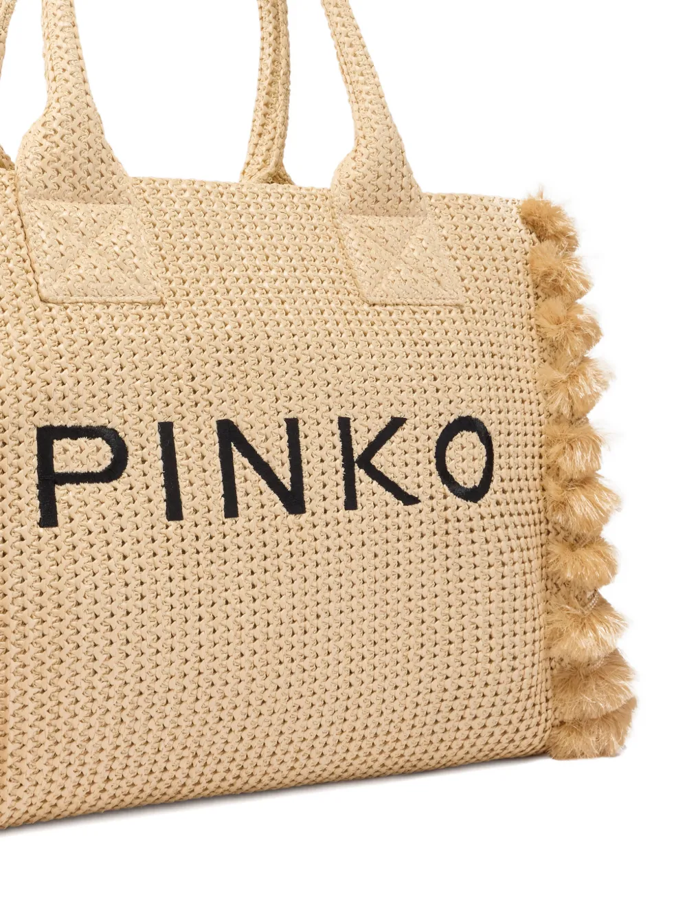 PINKO Medium strandtas met kwastje en logodetail Beige