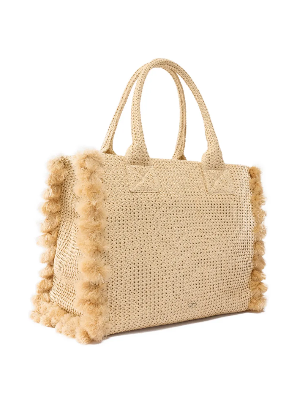 PINKO Medium strandtas met kwastje en logodetail Beige