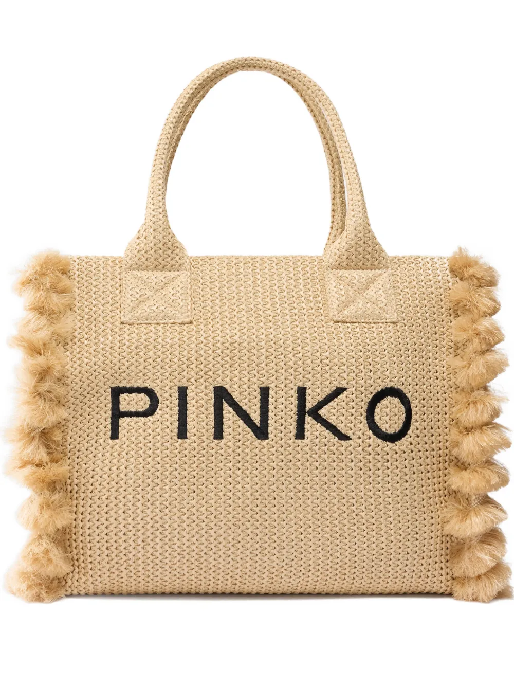 PINKO tassel logo-detail beach bag - Neutrals