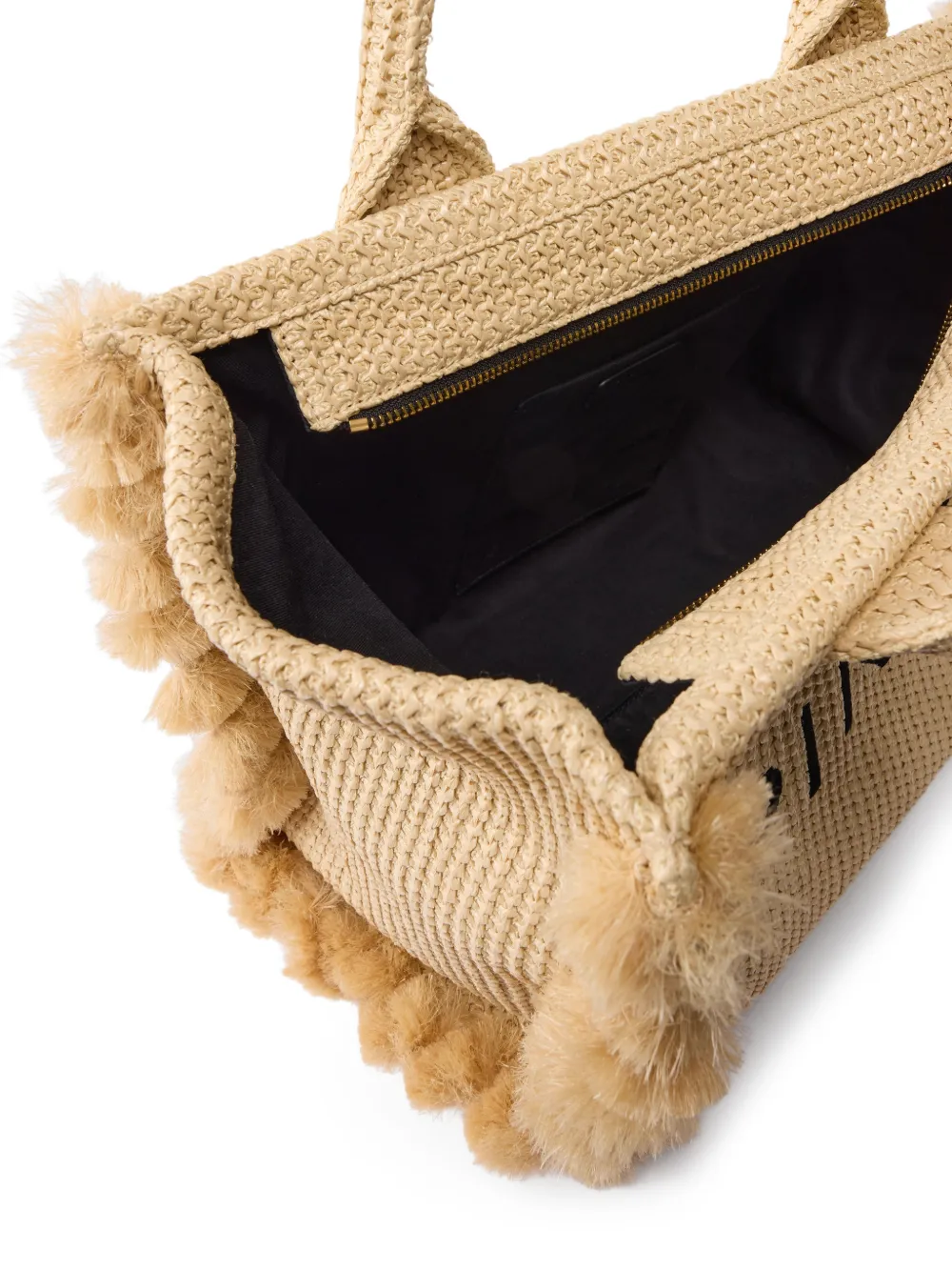 PINKO Medium strandtas met kwastje en logodetail Beige