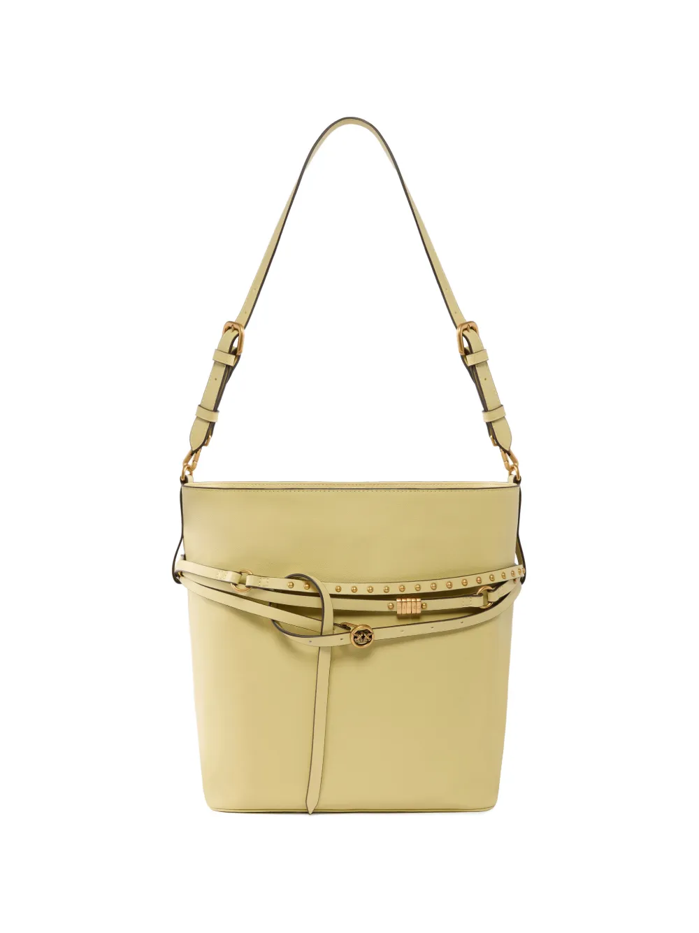 PINKO medium studded-strap bucket bag - Giallo