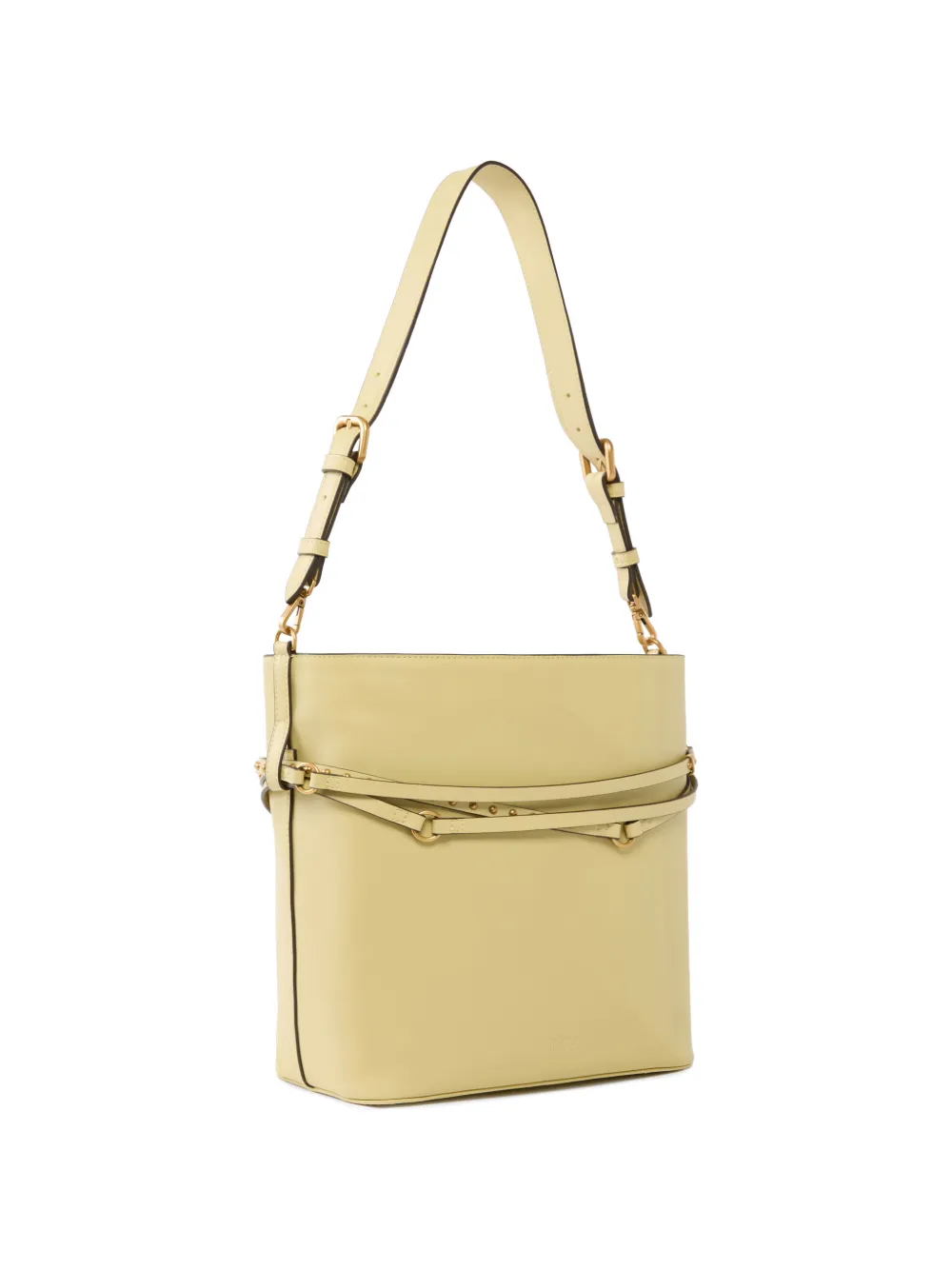  Pinko Medium Studded-strap Bucket Bag - Yellow 