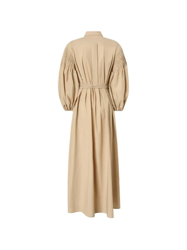 beige balloon sleeve dress Beige Embroidered Balloon Sleeve Dress  Sejal Kamdar Designs