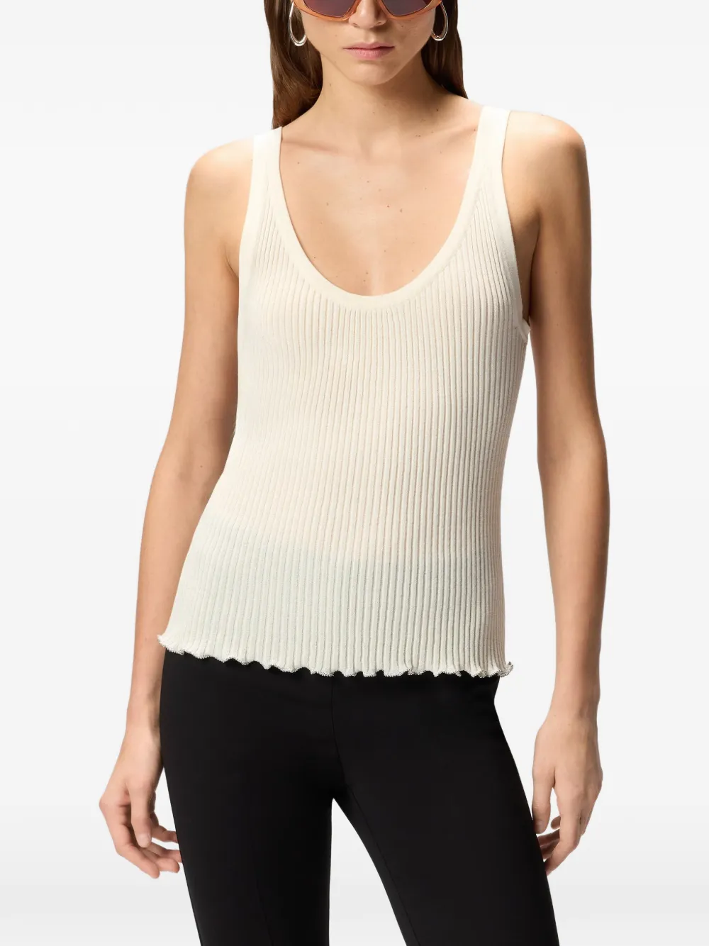 PINKO Geribbelde tanktop Beige