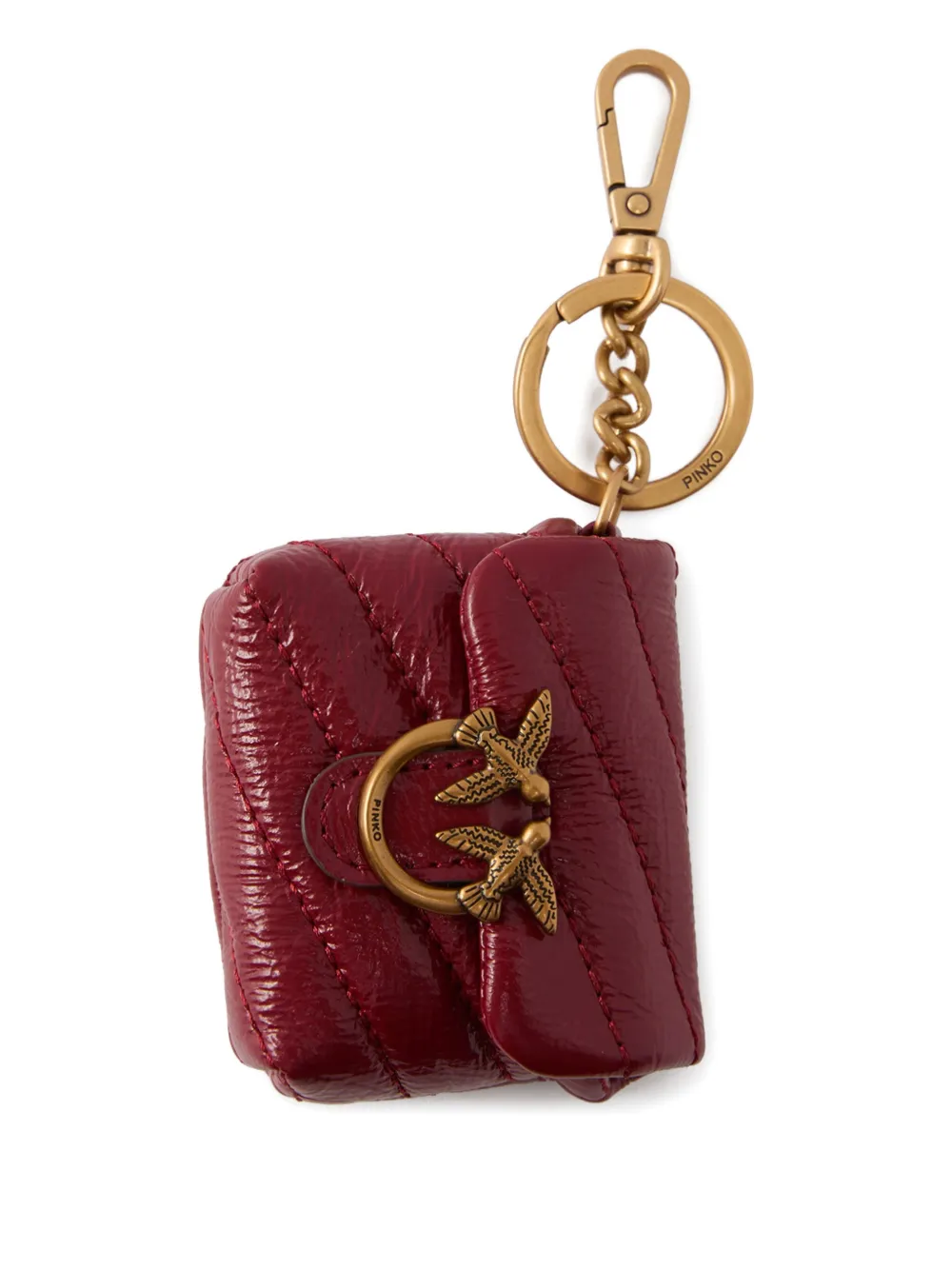 PINKO Love quilted birds AirPods case - Rosso