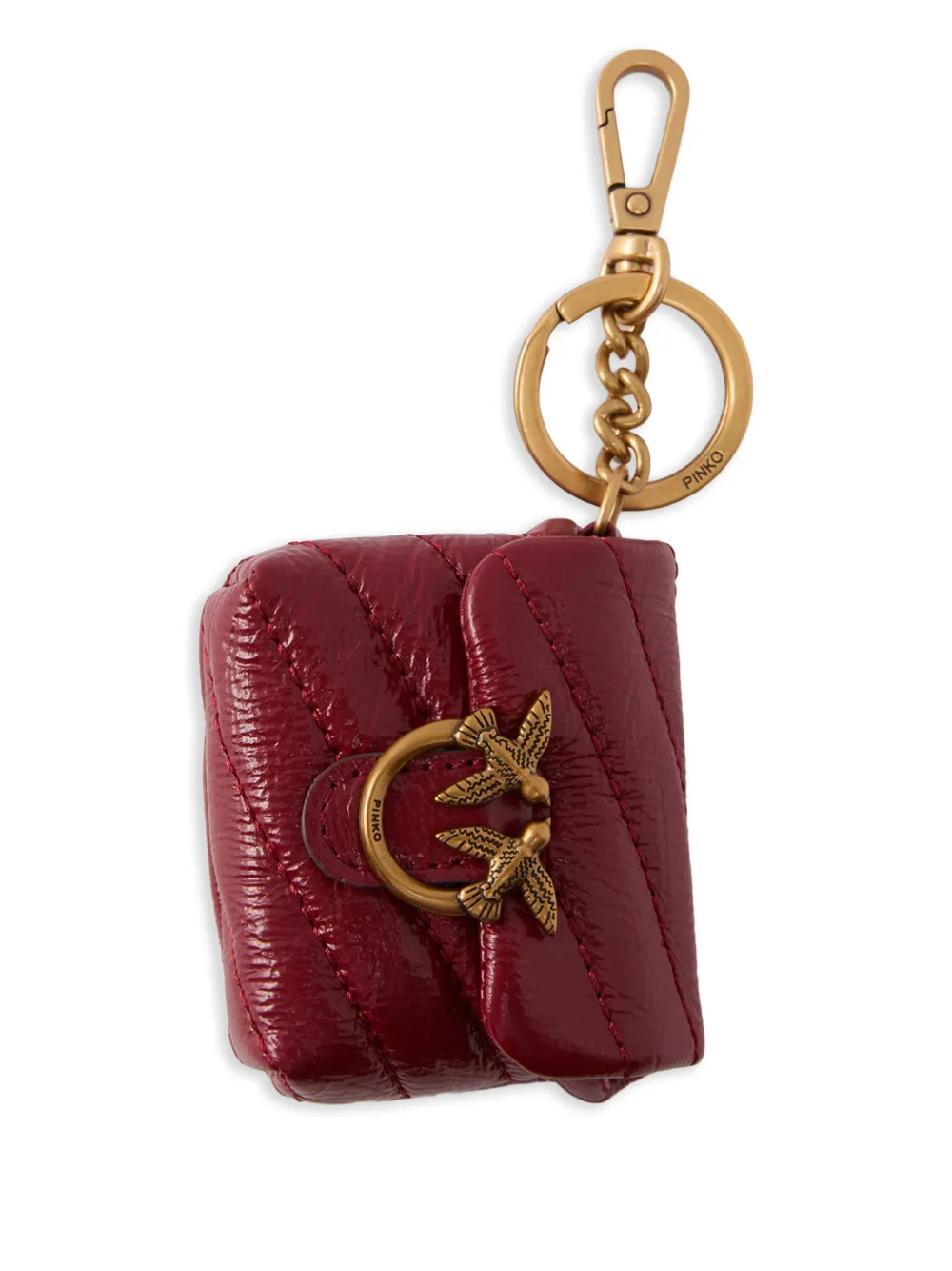 PINKO Love quilted birds AirPods case - Rosso