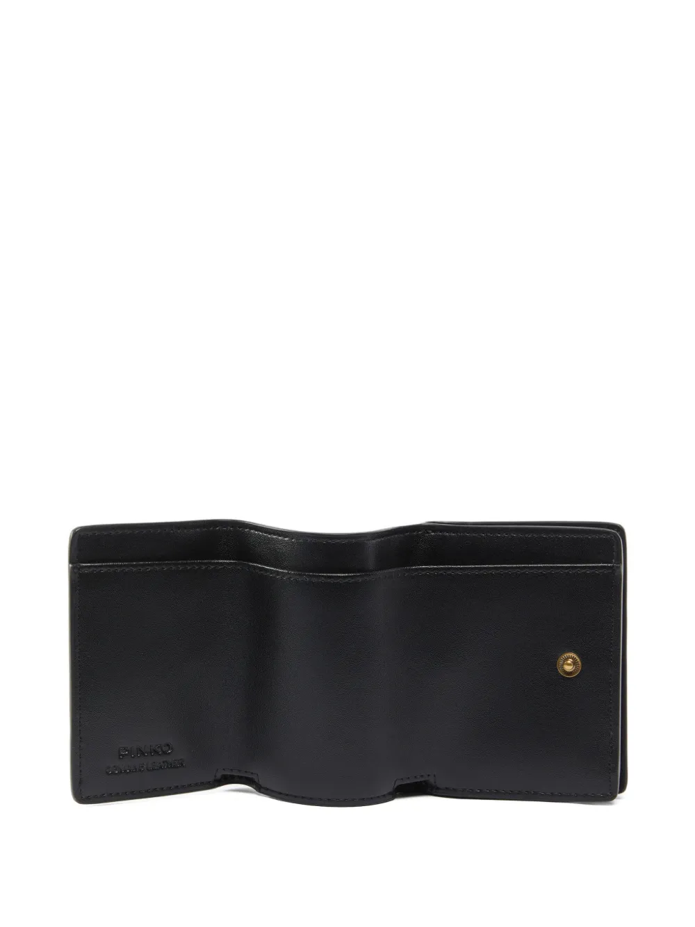 PINKO Compact leren portemonnee met polsband Zwart