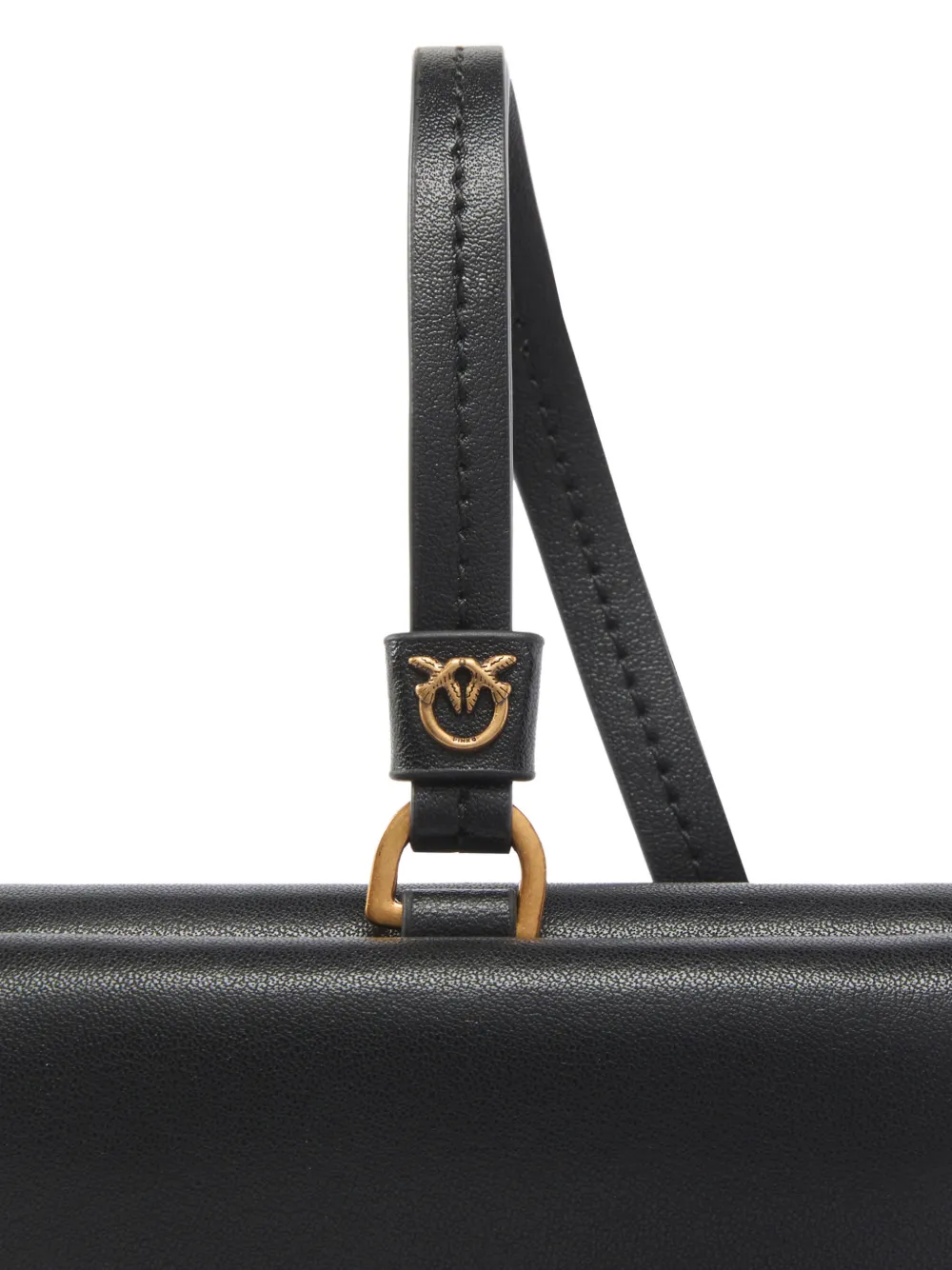 PINKO Compact leren portemonnee met polsband Zwart