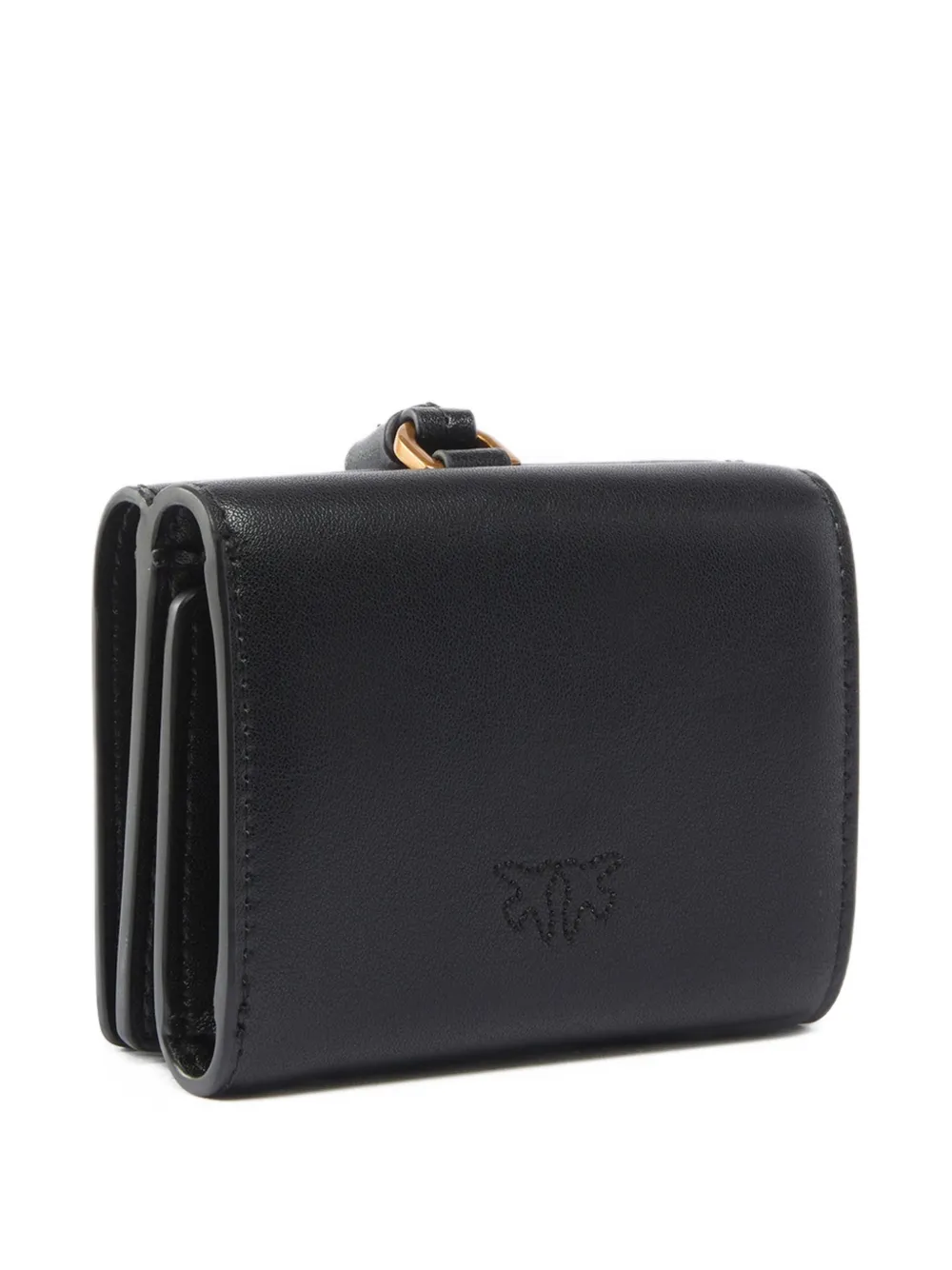 PINKO Compact leren portemonnee met polsband Zwart