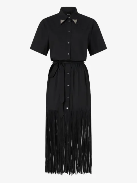 PINKO long shirt dress with fringing and metallic details