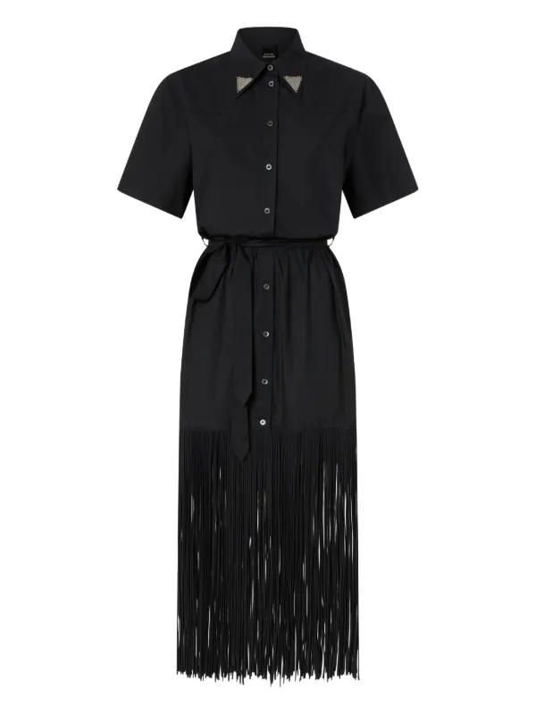 pinko shirt dress Pinko - Long shirt dress with fringing and metallic details