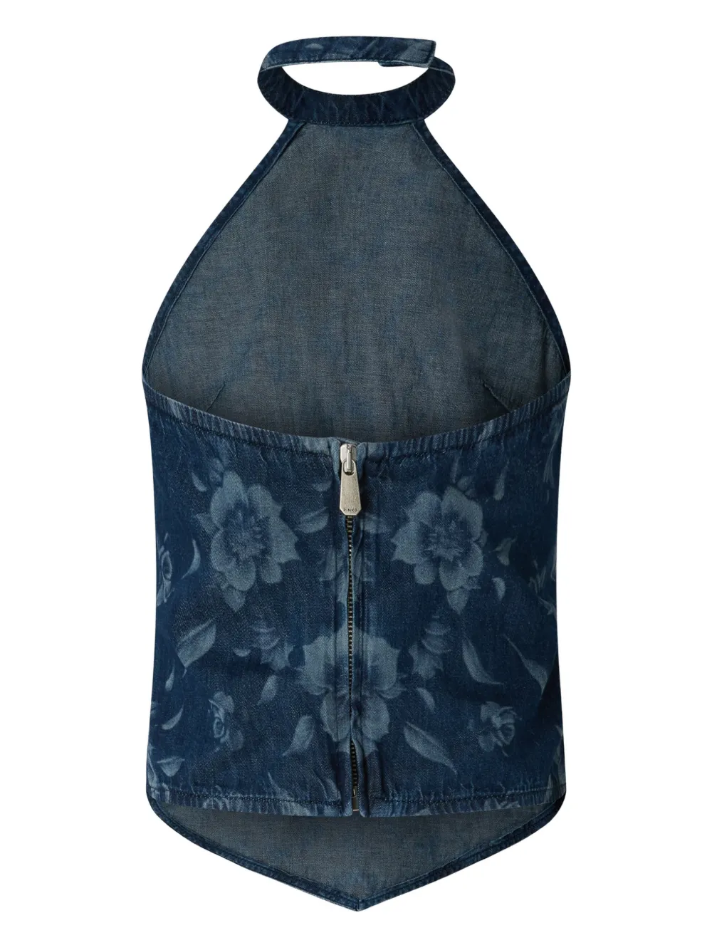  Pinko Floral-patterned Halterneck Top - Blue 