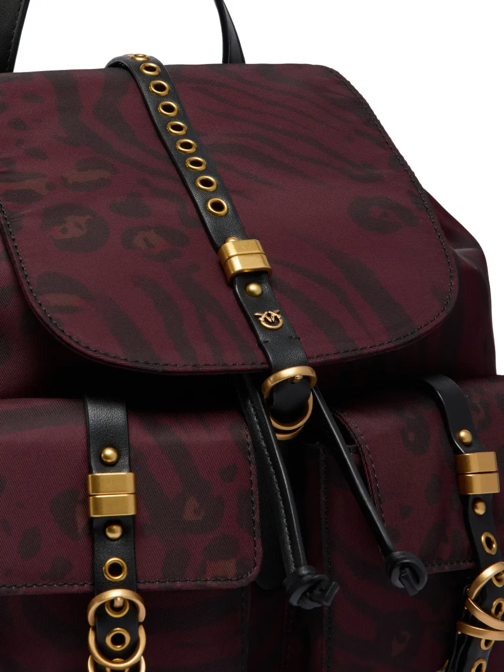  Pinko Patterned-flap Lambskin Backpack - Red 